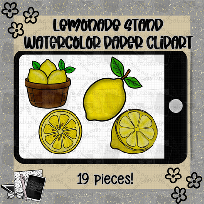 Lemonade Stand Watercolor Paper Texture Clipart