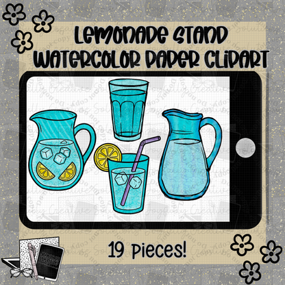 Lemonade Stand Watercolor Paper Texture Clipart