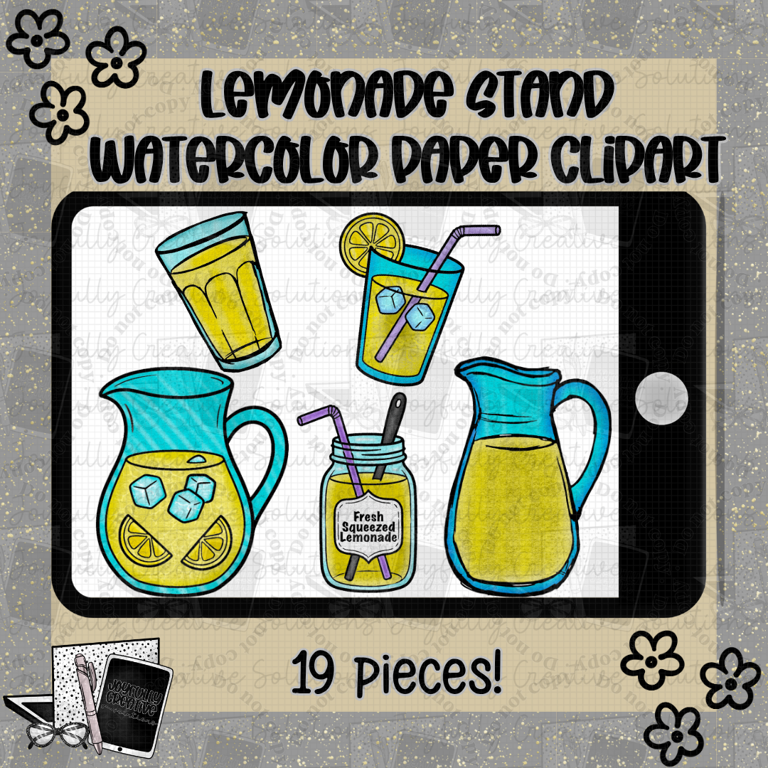 Lemonade Stand Watercolor Paper Texture Clipart