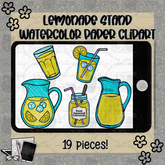 Lemonade Stand Watercolor Paper Texture Clipart