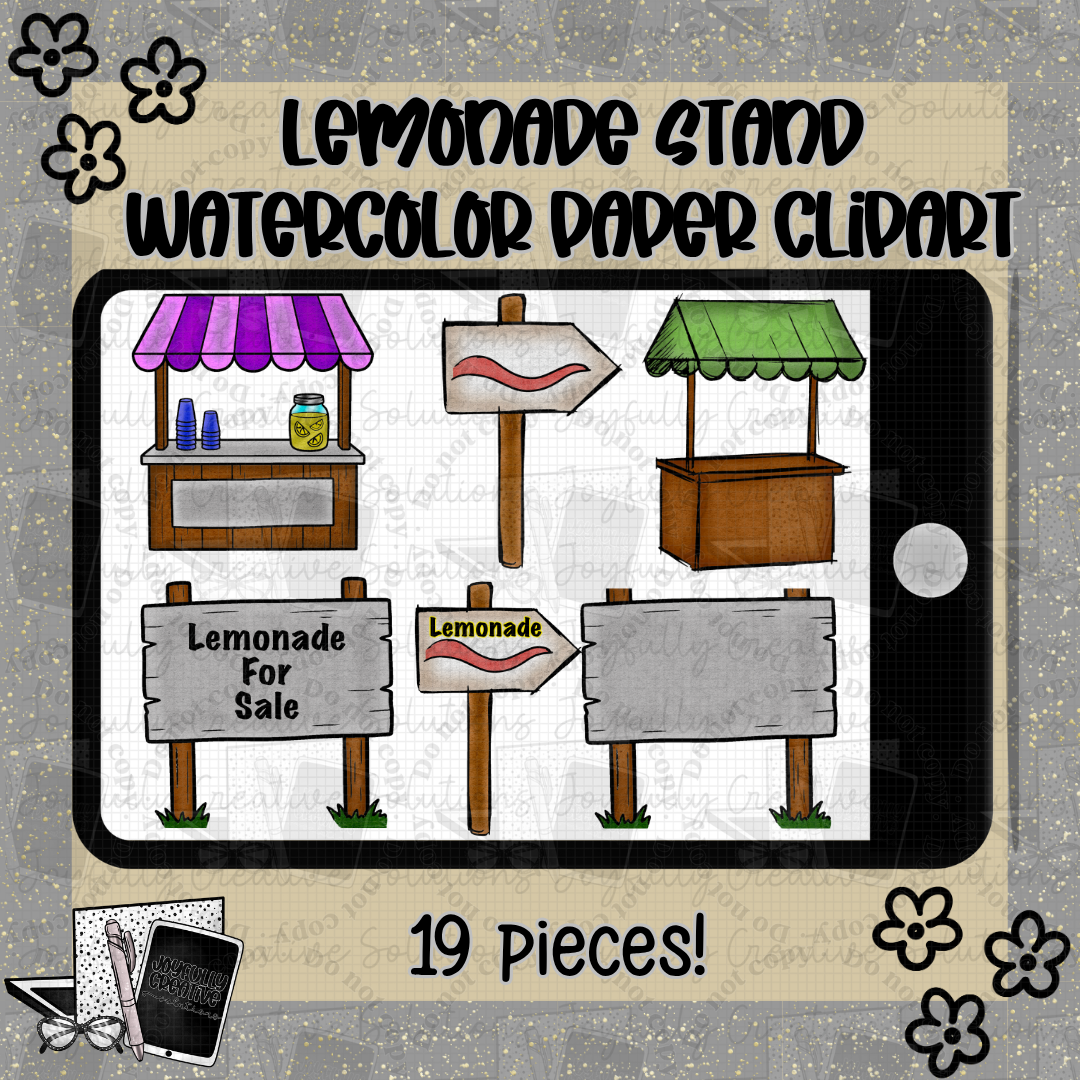 Lemonade Stand Watercolor Paper Texture Clipart