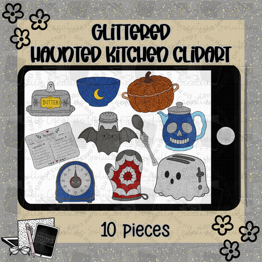 Glittered Haunted Kitchen Clipart